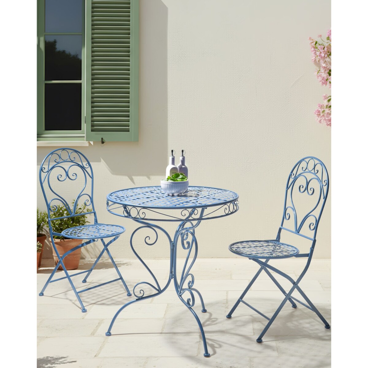 Zestaw 2 krzeseł ogrodowych ALBINIA Metal Niebieski