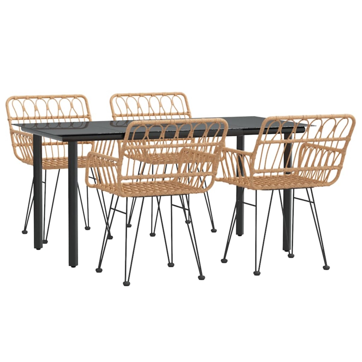 vidaXL 5-częściowy zestaw mebli ogrodowych, polirattan