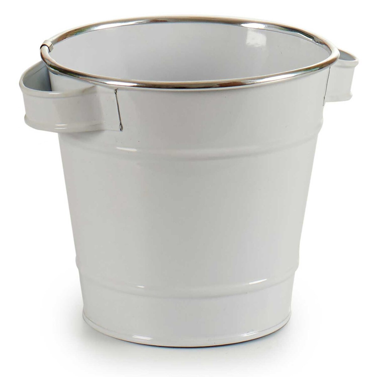 Osłonka na doniczkę typu wiaderko, cynkowa, biała, Ø 15 cm