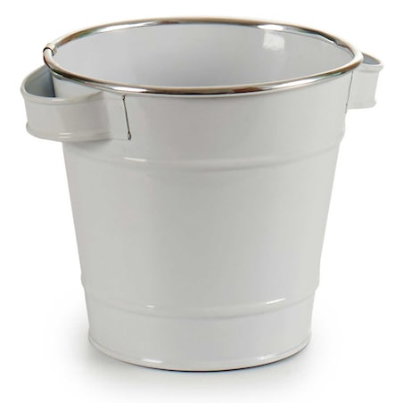 Osłonka na doniczkę typu wiaderko, cynkowa, biała, Ø 15 cm