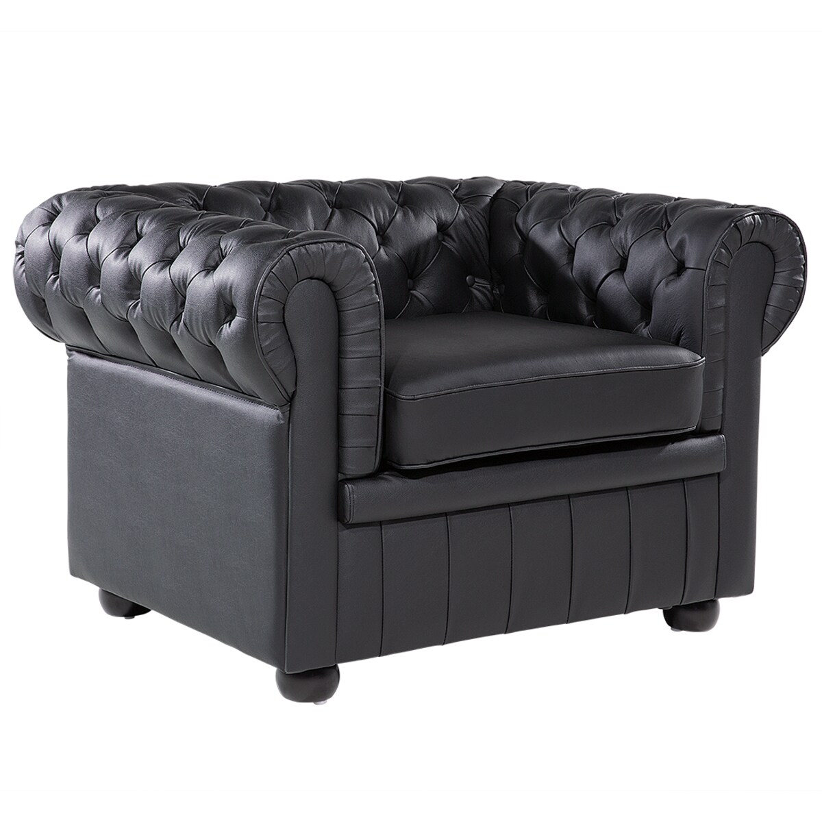 Fotel CHESTERFIELD Skóra naturalna Czarny