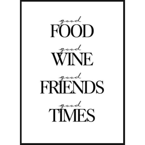 Poster Story, Plakat - Food Wine Friends Times, wymiary 21 x 30 cm