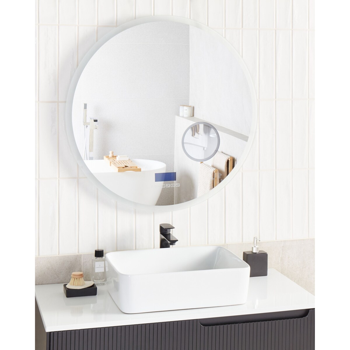 Lustro ścienne LED z głośnikiem Bluetooth 80 cm srebrne FIXIN