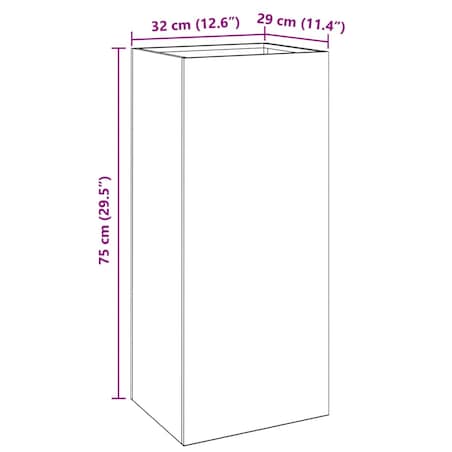 vidaXL Donica, czarna, 32x29x75 cm, stal