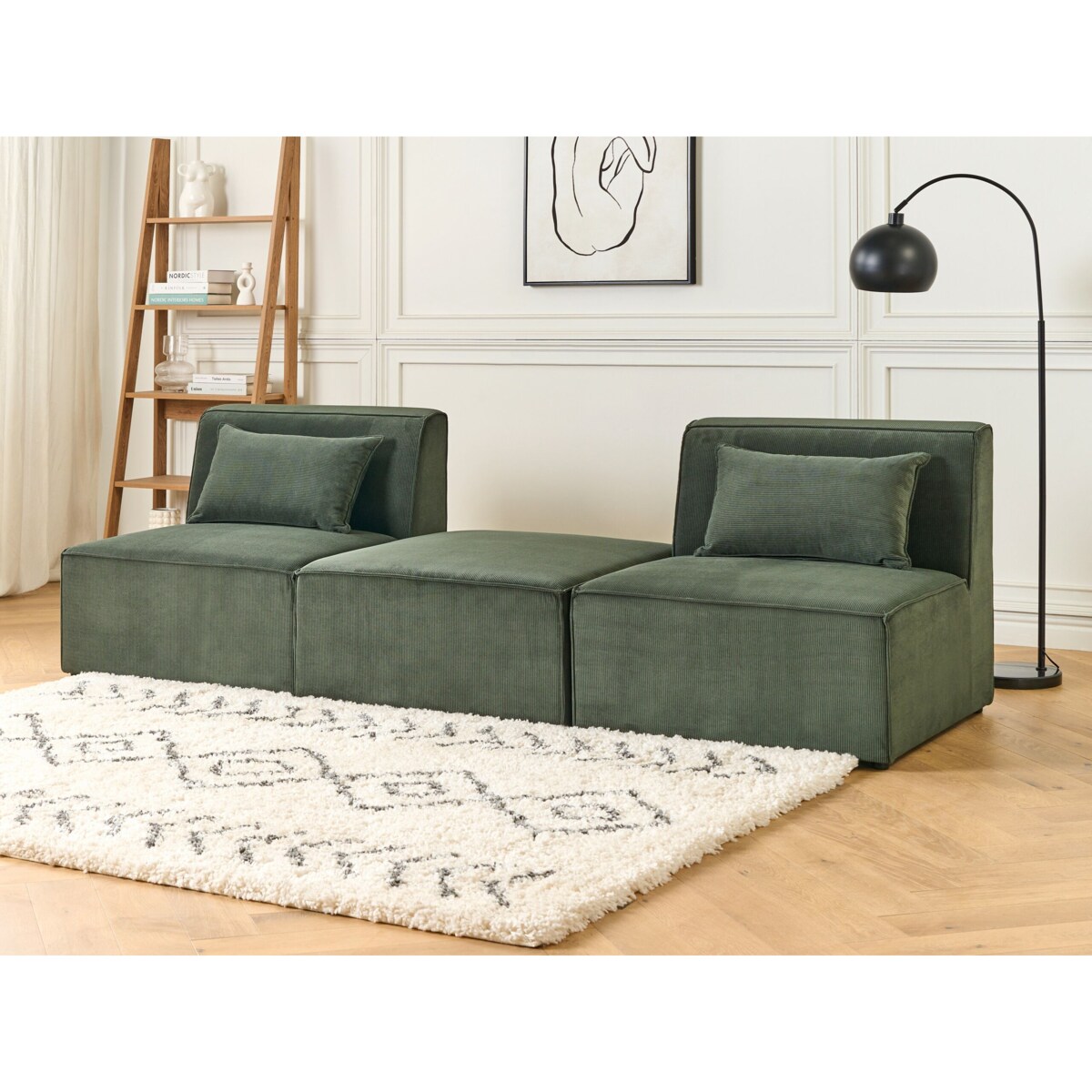 Otomana sztruksowa ciemnozielona LEMVIG