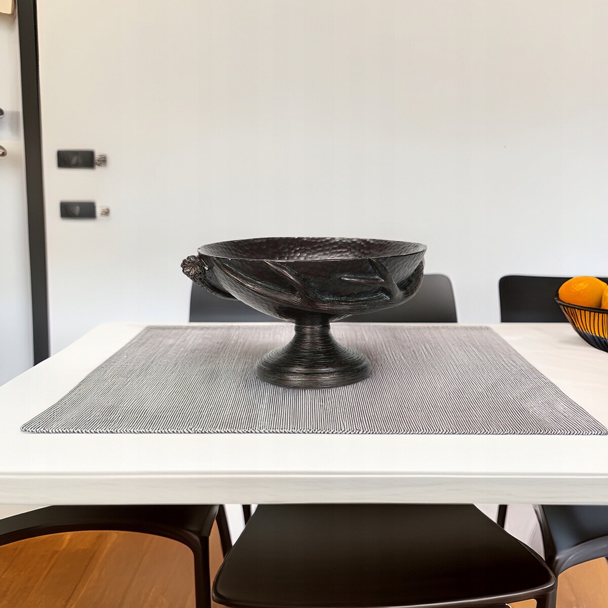 MISA NA OWOCE OKRĄGŁA DUŻA CZARNA na nóżce 31cm patera miska retro vintage