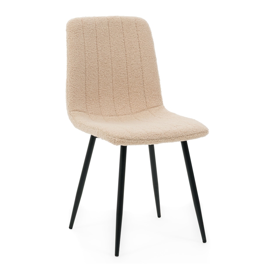 Krzesło tapicerowane do salonu jadalni GELA ciemnobeżowy boucle