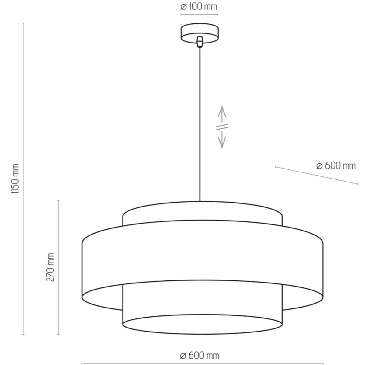 Nowoczesna lampa wisząca Calisto 4376 TK Lighting okrągła tuba czarna złota
