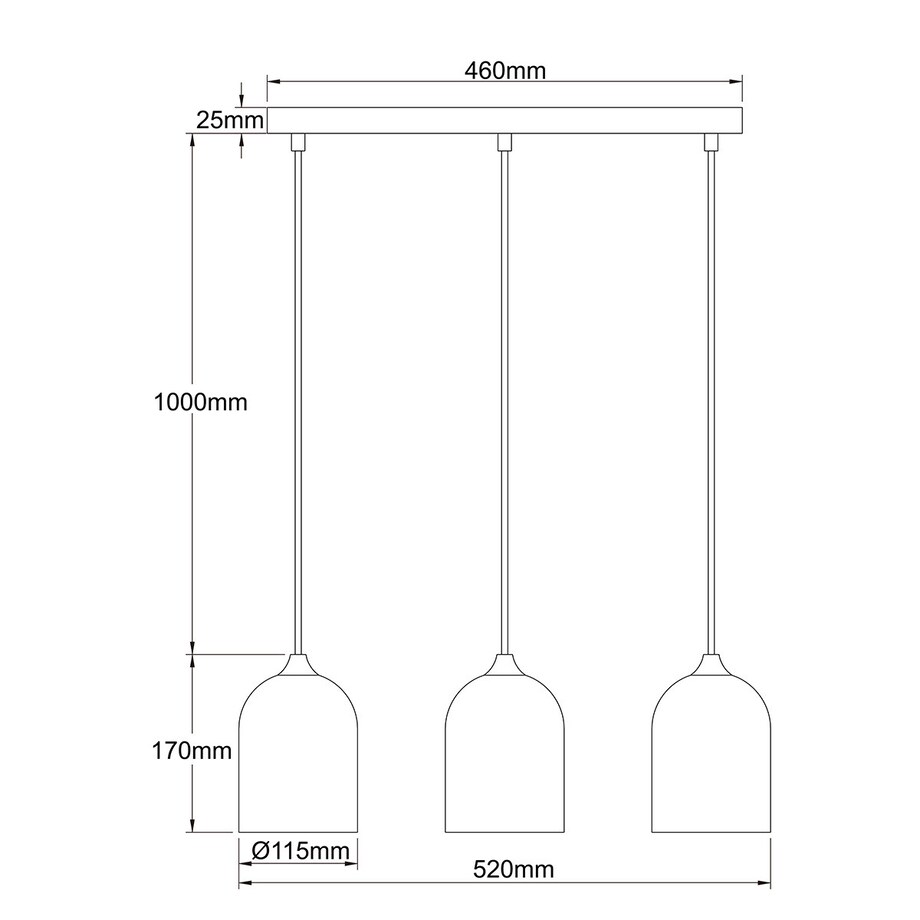 Lampa wisząca Light Prestige Nilo czarny 3 x GU10 1 szt.