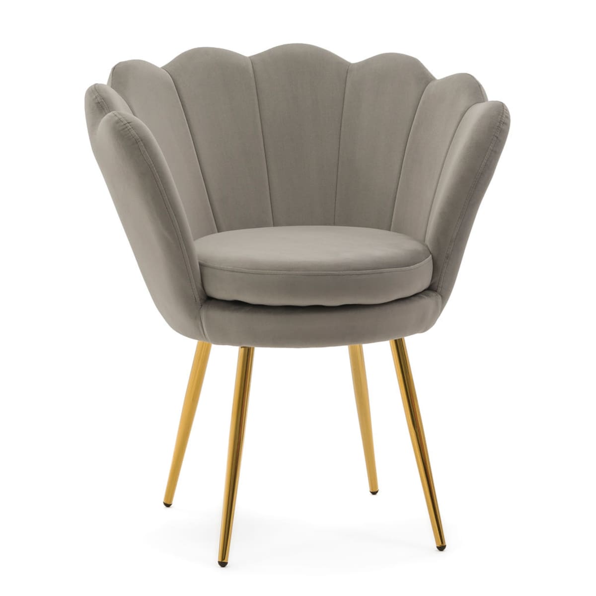 KRZESŁO TAPICEROWANE ZŁOTE NOGI GLAMOUR SHELL SZARE DO SALONU TOALETKI
