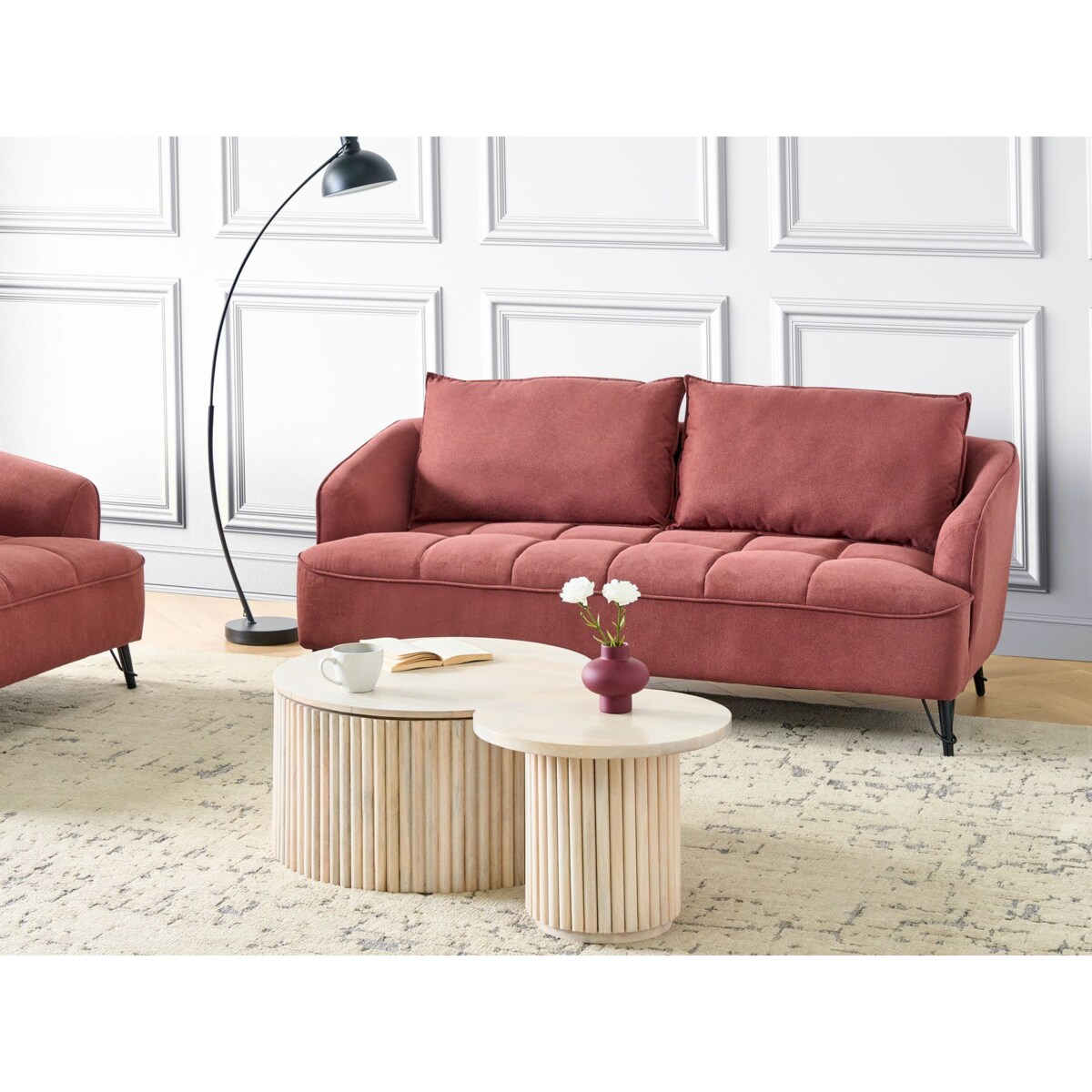 Sofa trzyosobowa burgundowa HOBRO