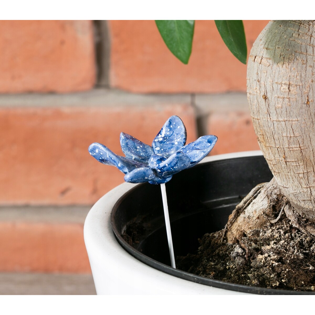 2 szt. OZDOBA do doniczki stroików KWIAT niebieski