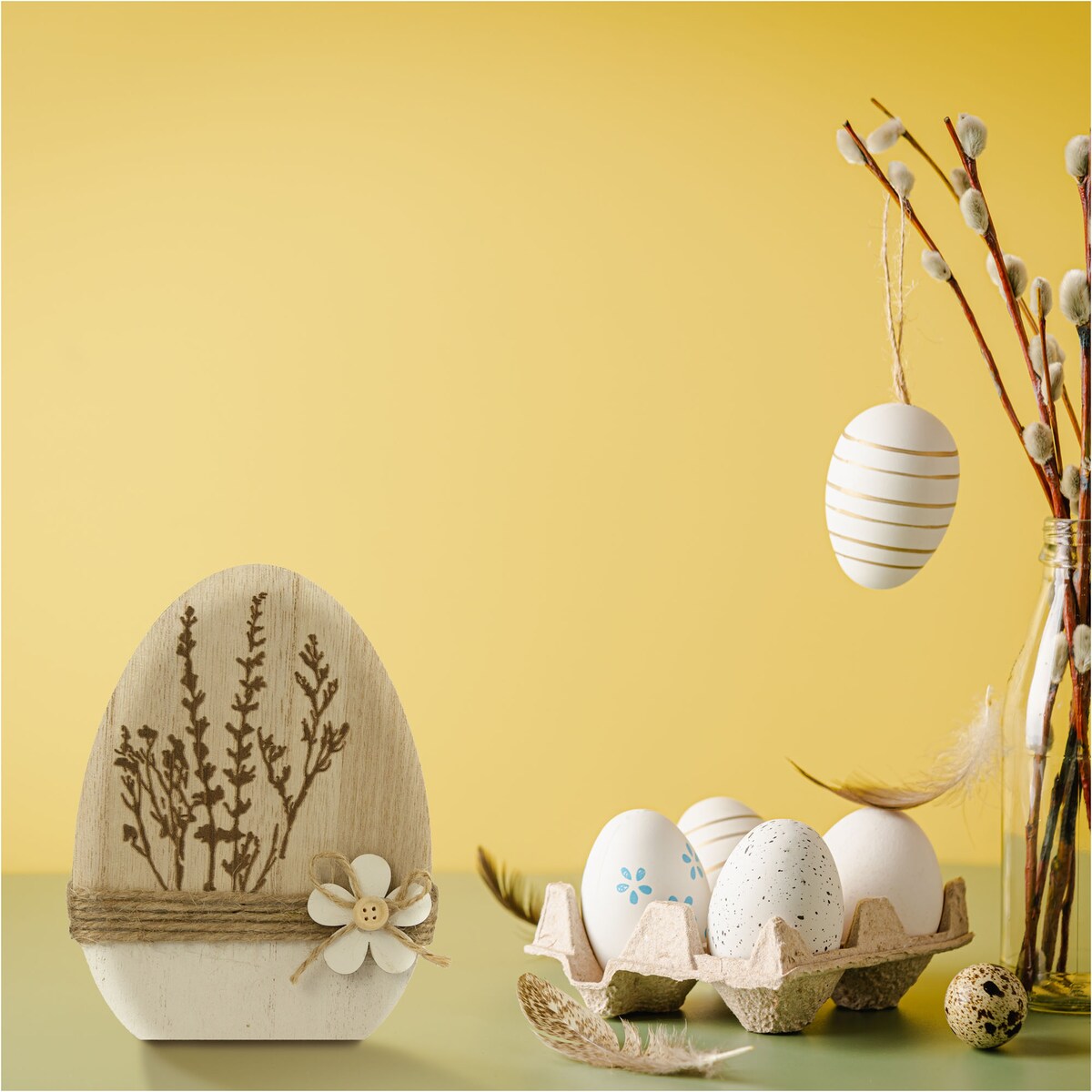 Ozdoba Jajko Wielkanocne 14 Cm Dekoracja Pisanka Na Stół Drewniane Zatrwian