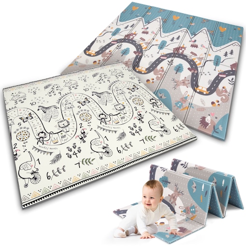 Mata piankowa edukacyjna składana dla dzieci duża 180x200 dywan Nukido