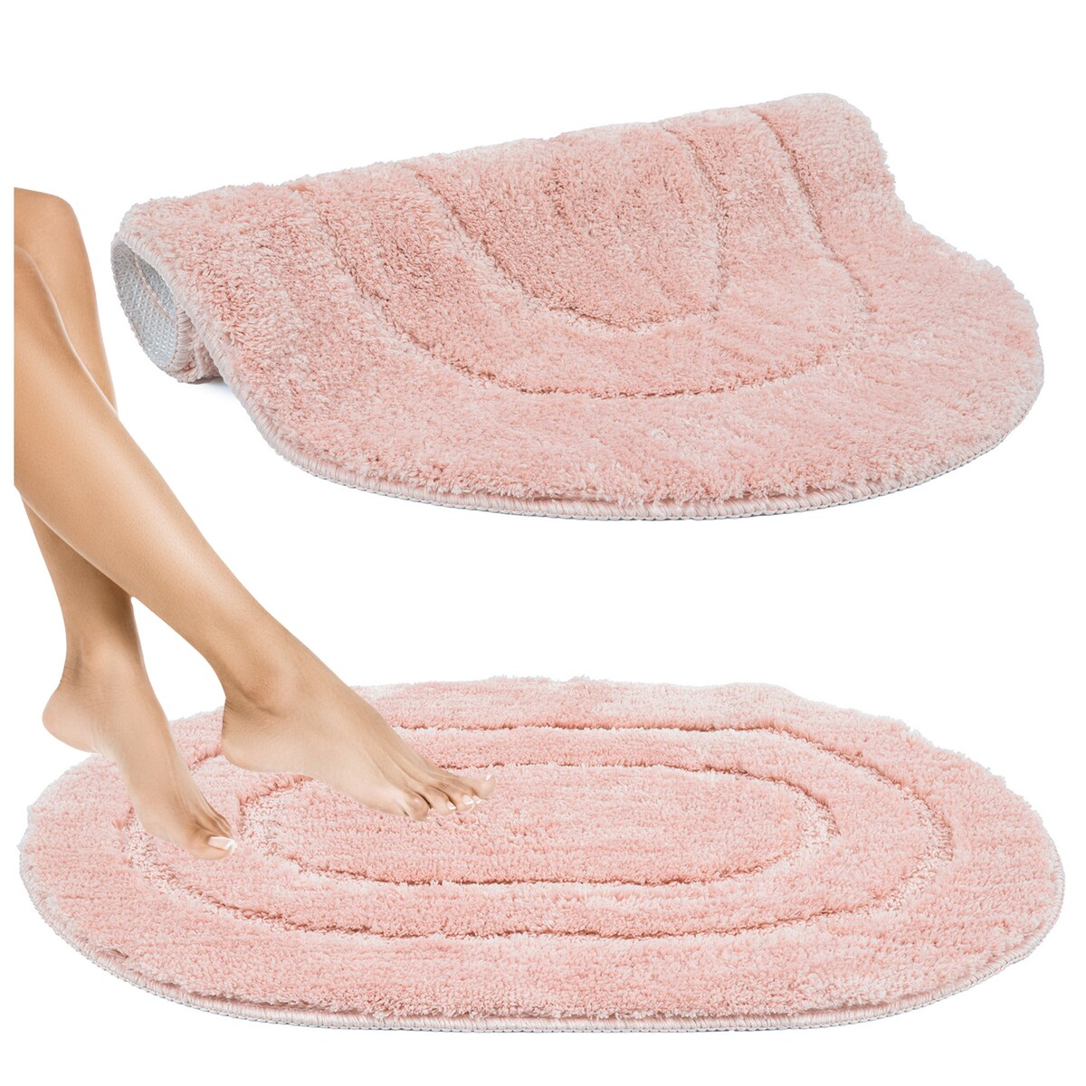 Zestaw 2szt Dywanik łazienkowy Soft 40x60 cm antypoślizgowy owalny różowy