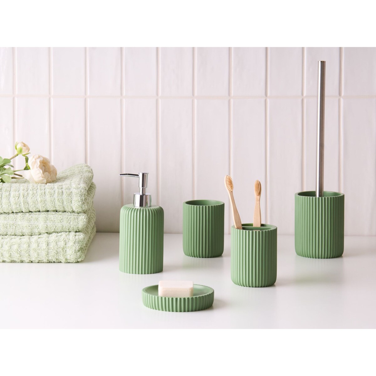 Zestaw akcesoriów łazienkowych 5 elementów CAMANA Zielony