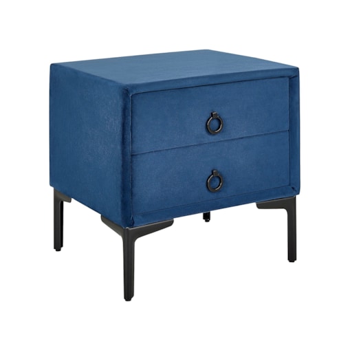Szafka nocna welurowa niebieska SEZANNE