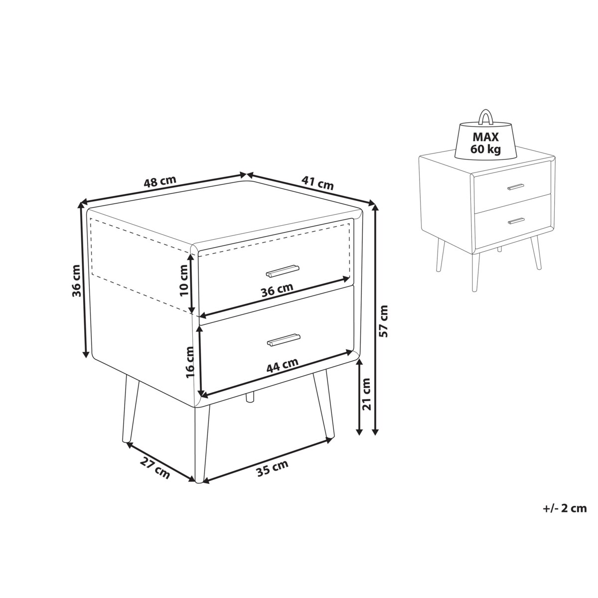 Szafka nocna ekoskóra beżowa ESSONNE