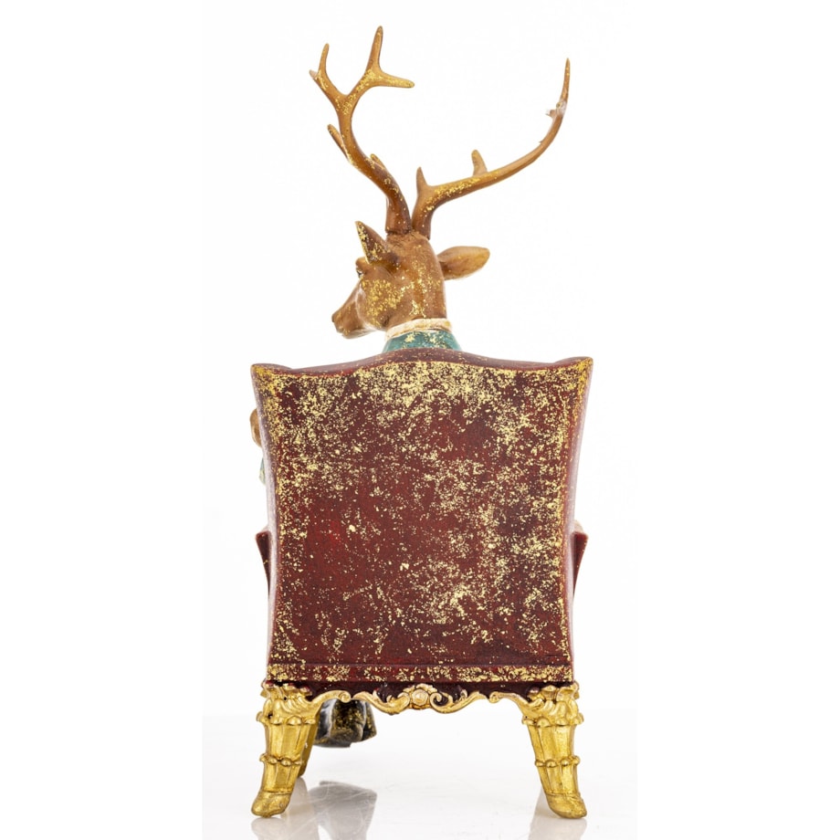 Figurka - jeleń siedzący w fotelu 23x10x11 cm z zegarkiem