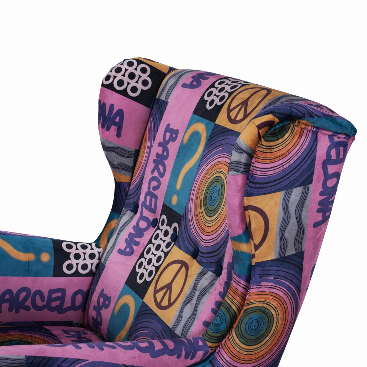 Fotel uszak Barcelona velvet – elegancki fotel wypoczynkowy do salonu i sypialni z autorskim wzorem
