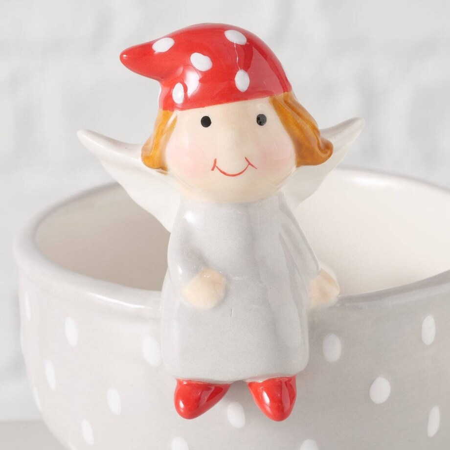 Świecznik z aniołkiem szary 10x9 cm