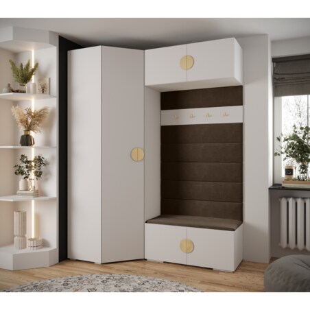 Garderoba do przedpokoju INOVA 4 Z21 biały+złoty+manila04