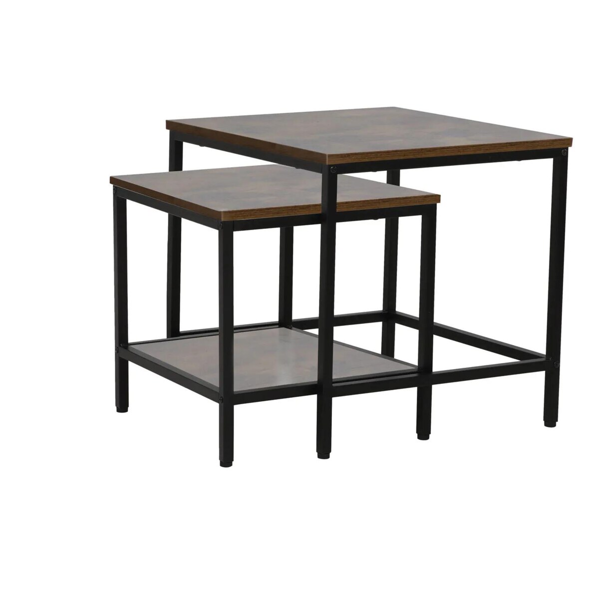 Zestaw 2 ław WENDY brąz rustykalny/czarny mat