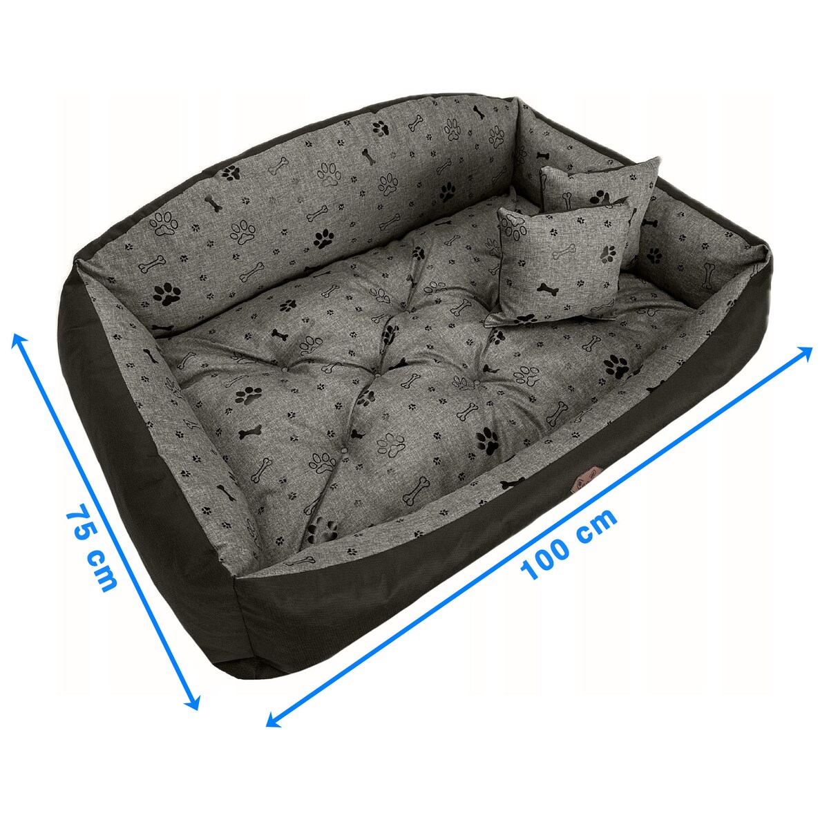 Legowisko Dla Psa Kanapa Posłanie Muszla 100X75 Cm Wodoodporne Poduszki Pikowane Kość Czarna