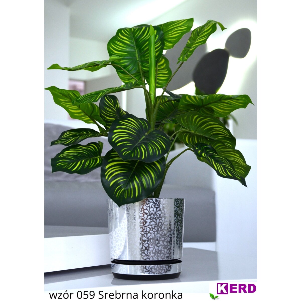 32 cm piękny wzór SREBRNA KORONKA kobieca motyw artystyczny elegancki glamour ekskluzywna wyrafinowana duża donica