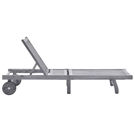 vidaXL Ogrodowy leżak z poduszką, szary, lite drewno akacjowe