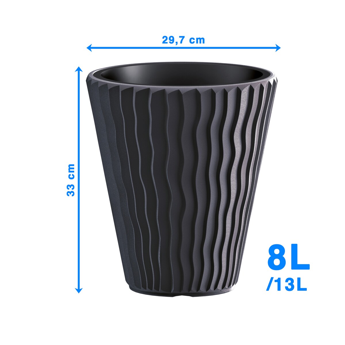 Doniczka Donica Ogrodowa 29,7 Cm Okrągła Na Taras Do Ogrodu Domu Antracytowa