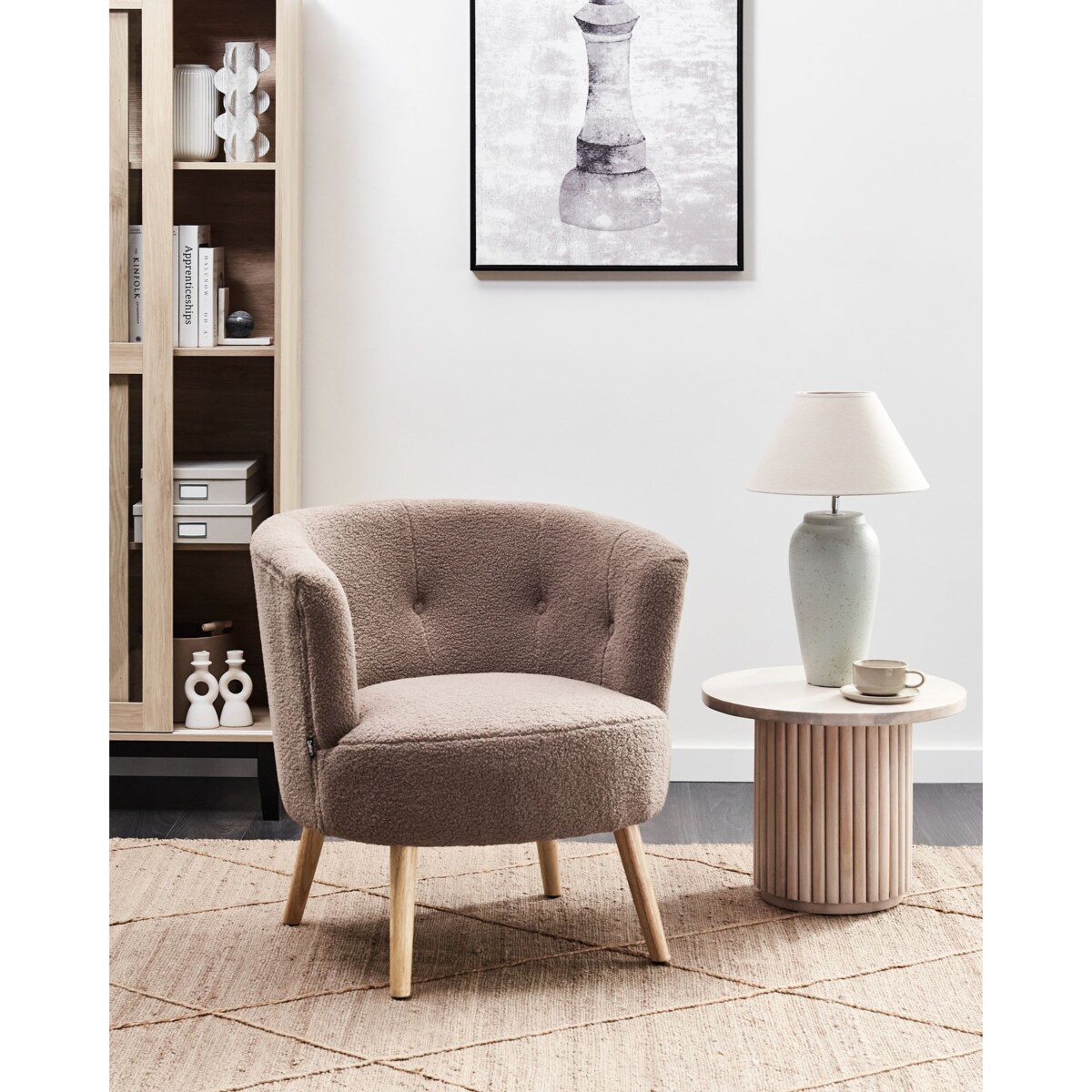 Fotel ODENZEN Boucle Brązowy