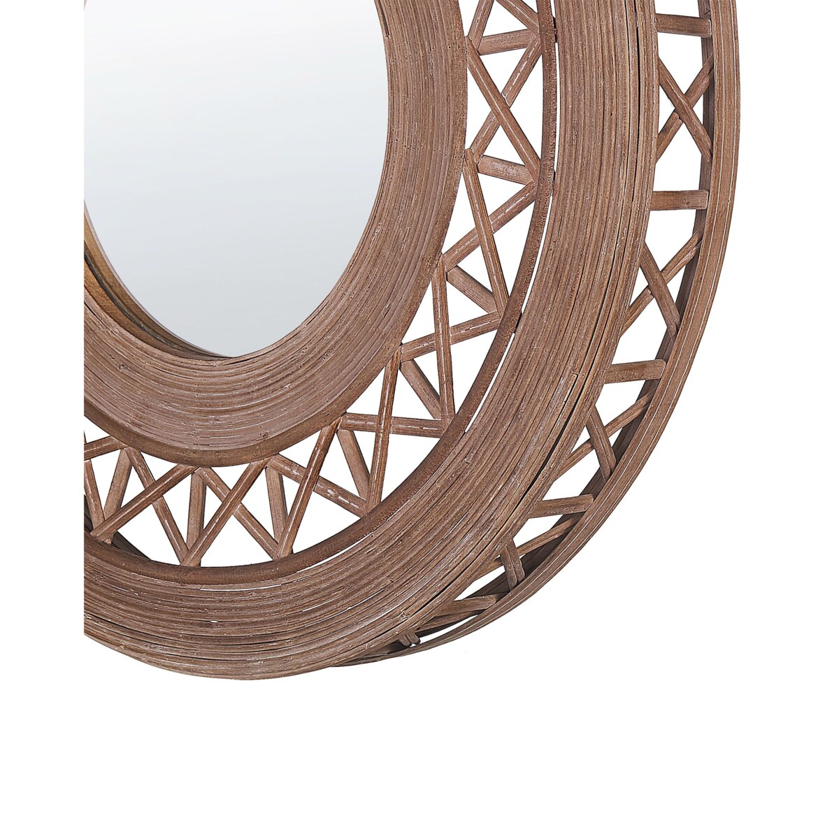 Bambusowe okrągłe lustro ścienne ø 62 cm brązowe CACOMA