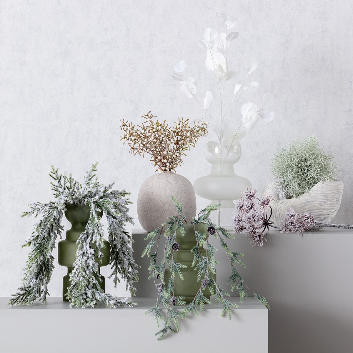 Gałązka Thistle white 100cm boże narodzenie, święta, świąteczne, biały-czarny-brązowy, 100 cm