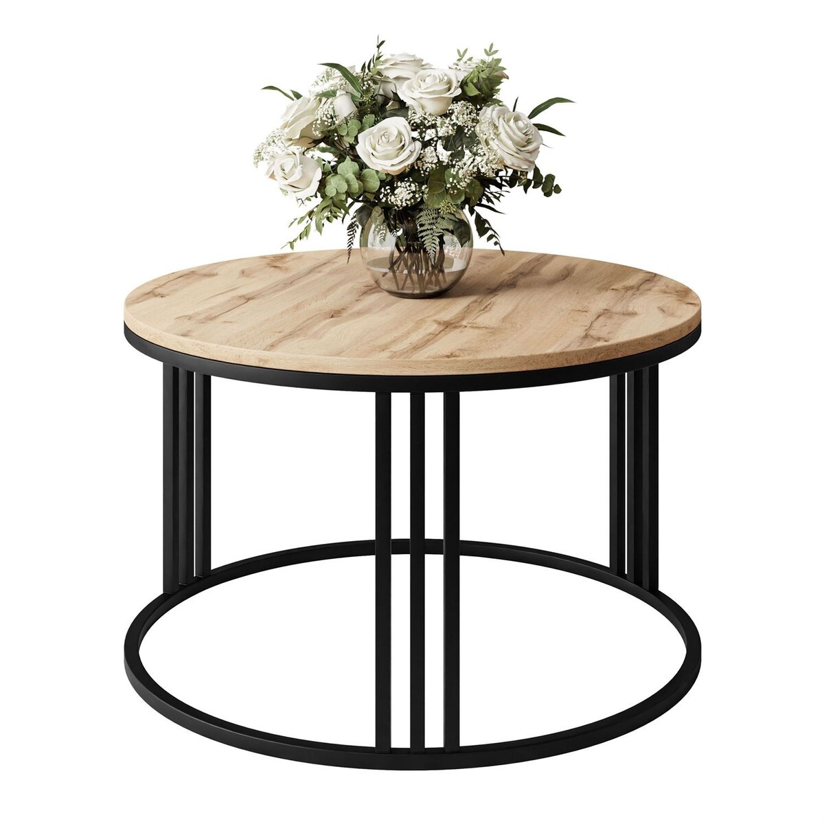 Okrągły stolik kawowy LORI czarny dąb wotan