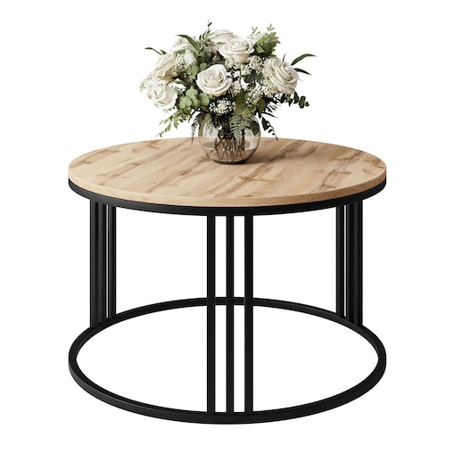 Okrągły stolik kawowy LORI czarny dąb wotan