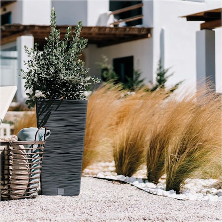 Doniczka Donica Ogrodowa 24/29,5/34,5 Cm Zestaw Na Taras Do Ogrodu Domu Antracytowa