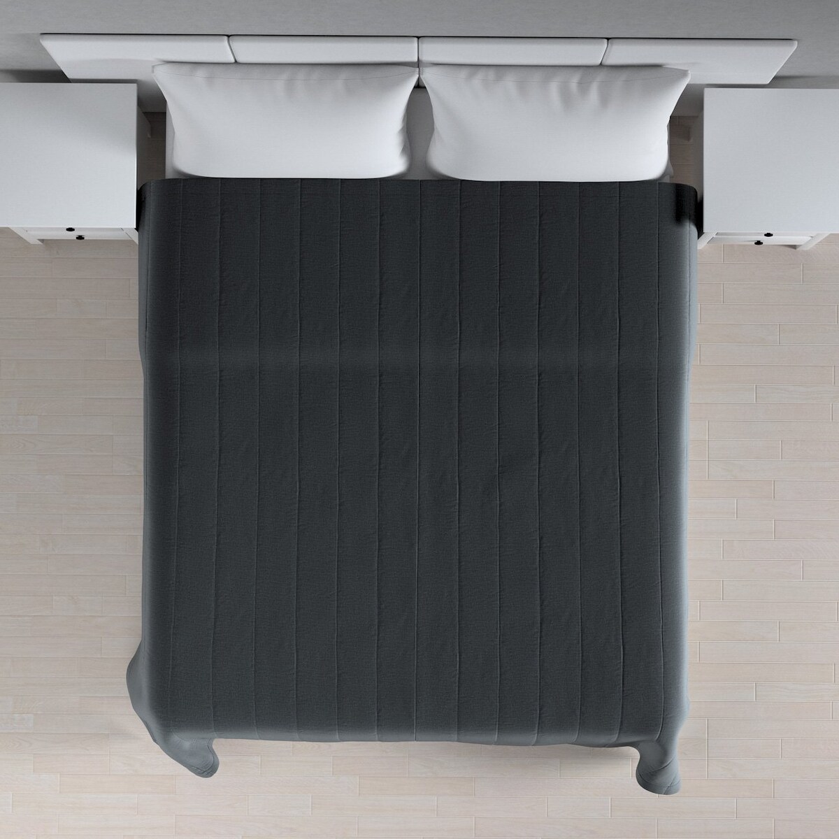 Narzuta pikowana w pasy 260x210 grafitowy welwet