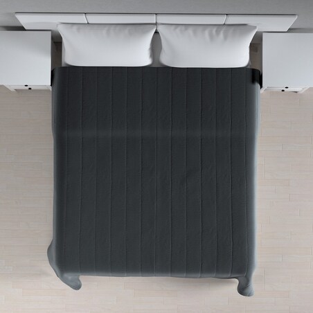 Narzuta pikowana w pasy 260x210 grafitowy welwet