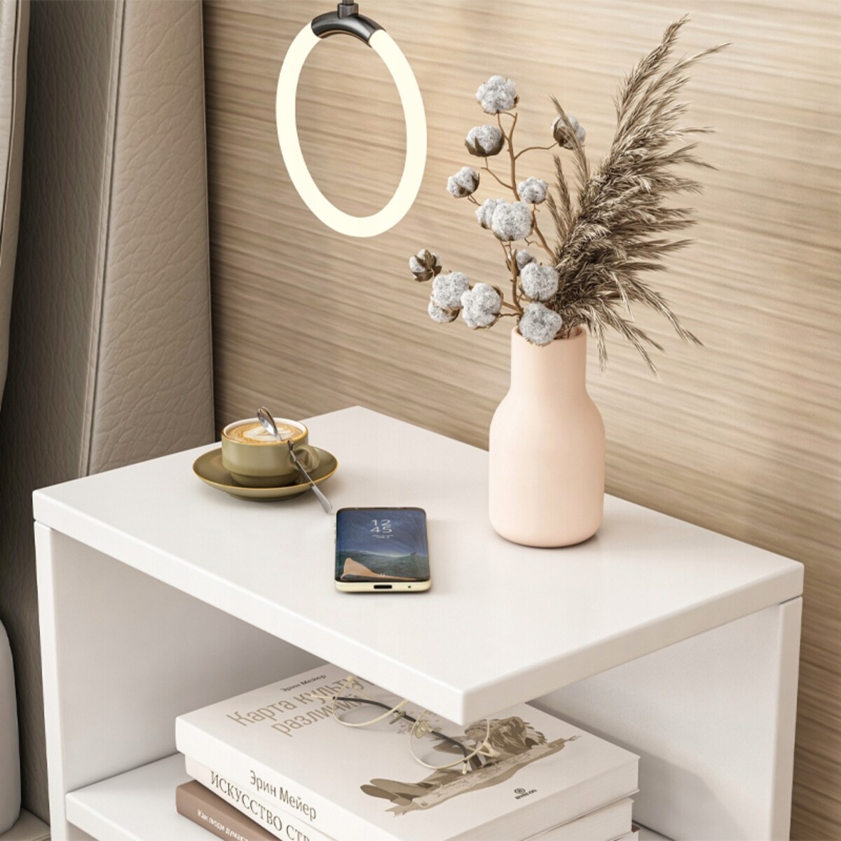 Szafka nocna biała do sypialni stolik loft salonu nowoczesna 50 cm