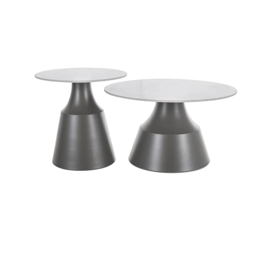 Zestaw 2 ław ITAKA biały połysk/szary mat