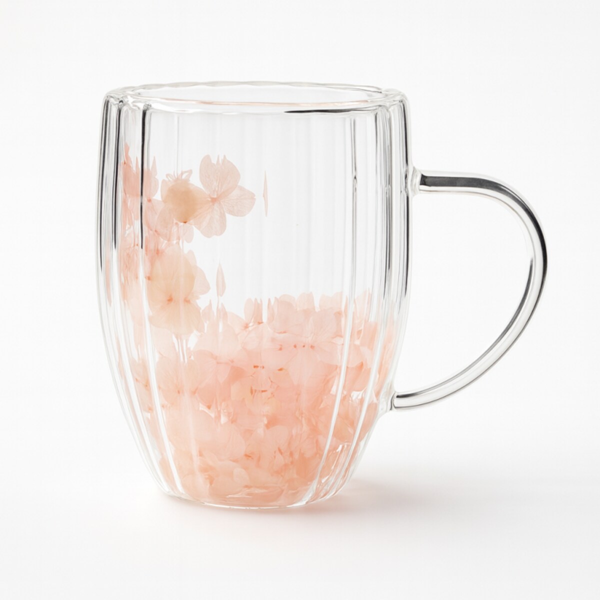 Szklanka termiczna ryflowana z kwiatami w środku, gipsówka róż 300 ml 1szt SZK157