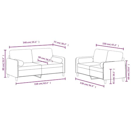 vidaXL 2-cz. komplet wypoczynkowy z poduszkami, niebieski, aksamit