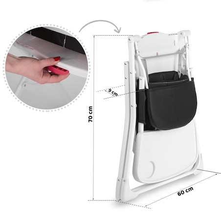 Krzesełko do karmienia Ricokids Nuco lekkie składane podnóżek 7199