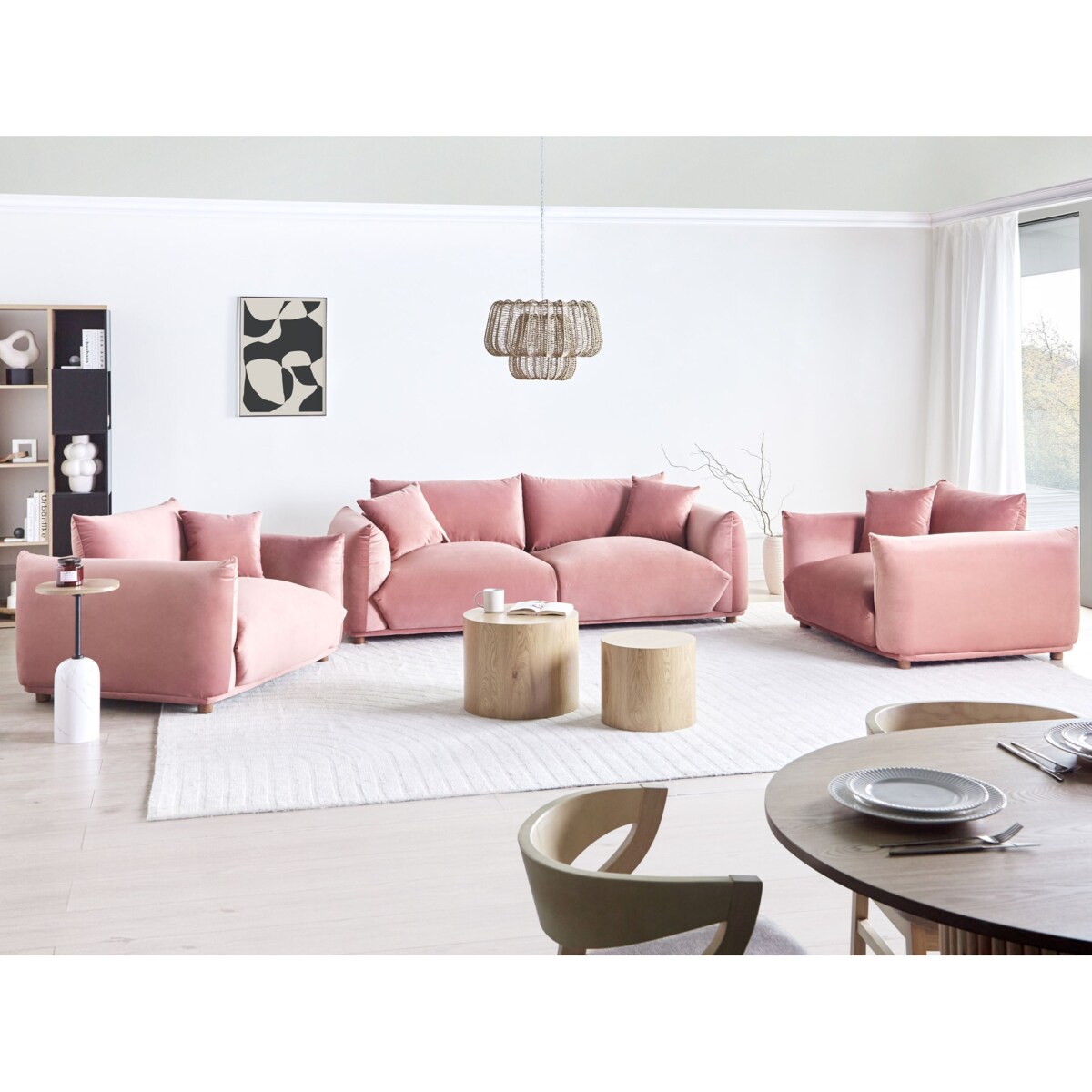 Sofa 3-osobowa welurowa różowa LUVOS