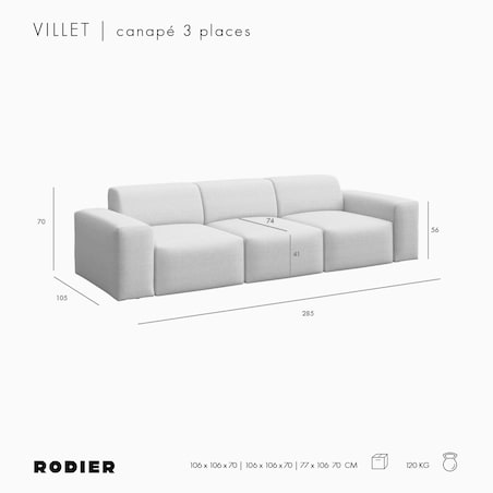 Villet Sofa 3 osobowa antracytowa