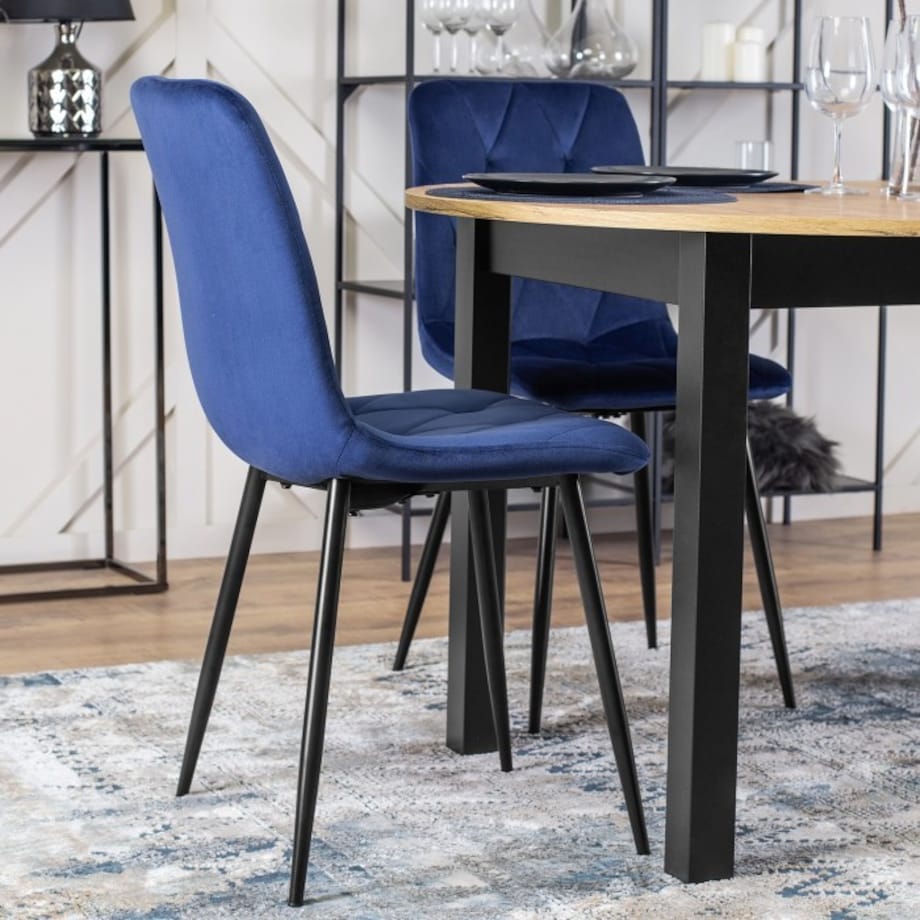 Krzesło Tapicerowane Welurowe Kuchenne Do Jadalni Salonu Loft Granat ROBIN