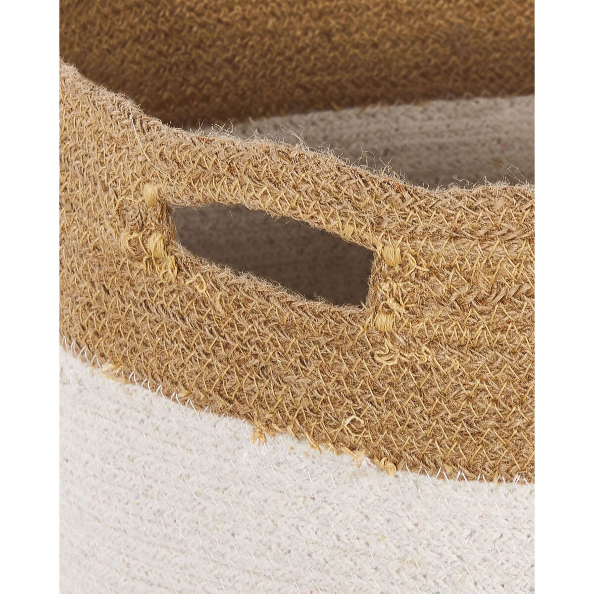 Zestaw 2 koszy bawełnianych biały z beżowym KARDH