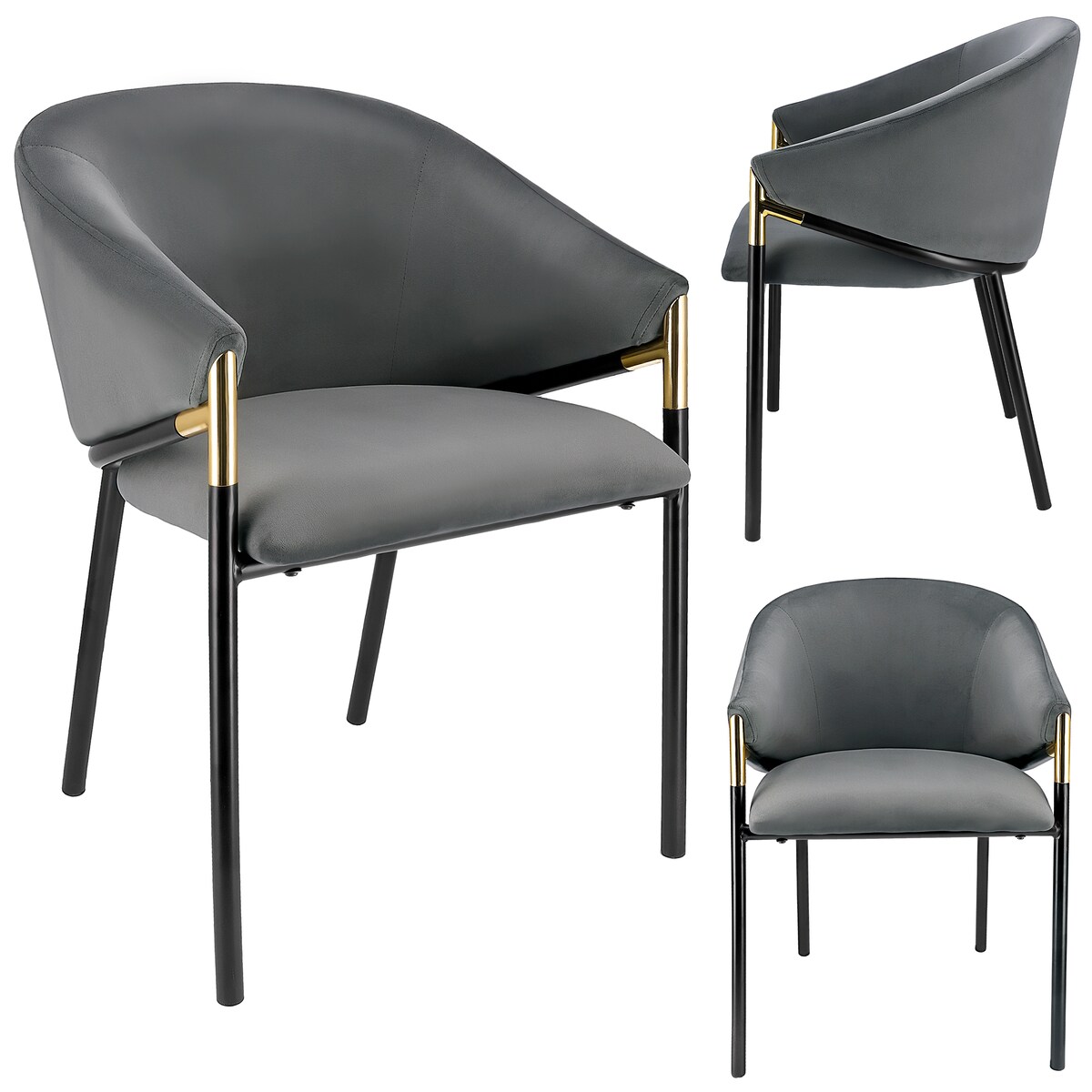 Krzesło welurowe eleganckie AMBER szare