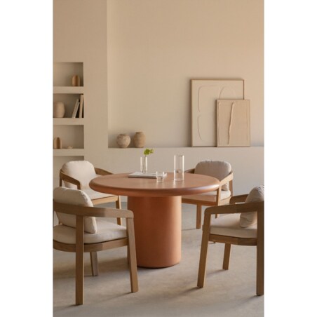 Okrągły stół do jadalni z cementu Namara terakota Ø120 cm